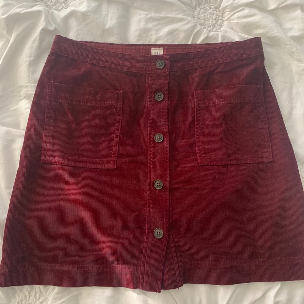 GAP Maroon Button-Front Skirt